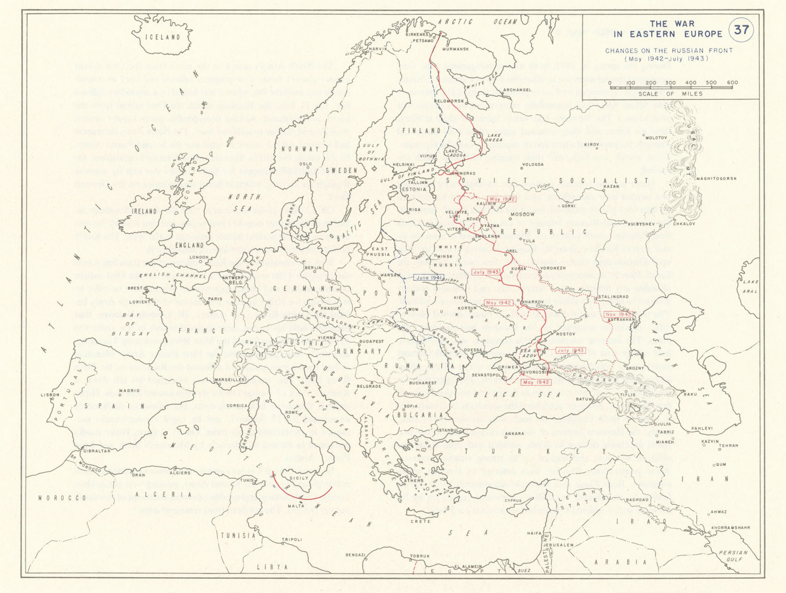 World War 2. Eastern Front. May 1942-July 1943 Territorial changes 1959 map